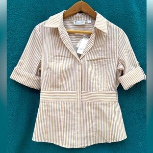 NWT New York & Company Women’s white/beige striped blouse